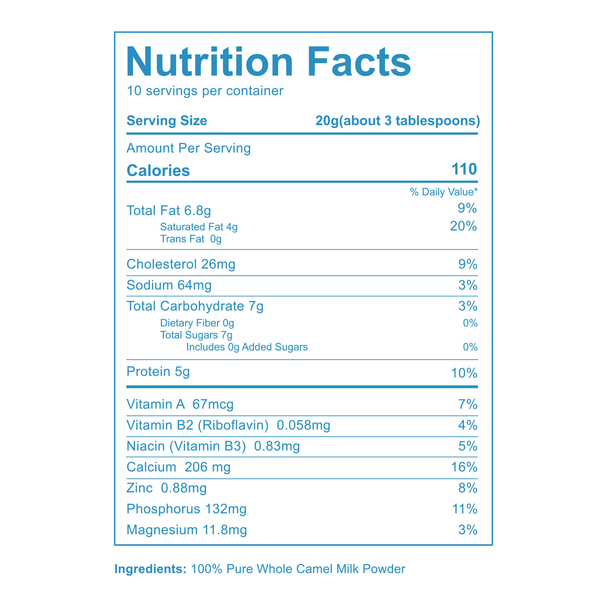 Newcell 100% Pure Camel Milk Powder Rich in Natural A2 Protein & Calcium 200g
