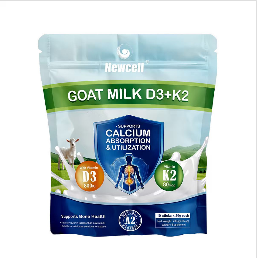 Newcell Goat Milk Powder D3+K2 Natural Low Lactose 10 Sticks×20g