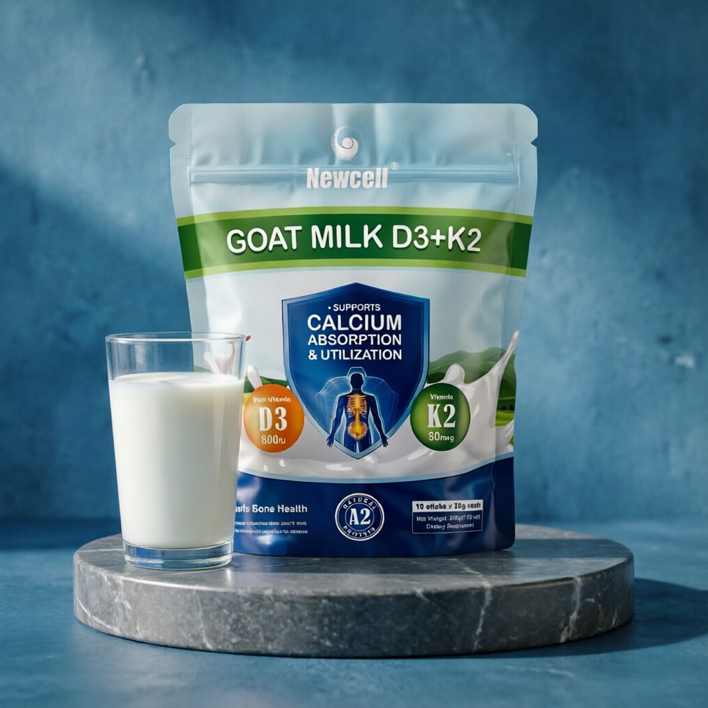 Newcell Goat Milk Powder D3+K2 Natural Low Lactose 10 Sticks×20g
